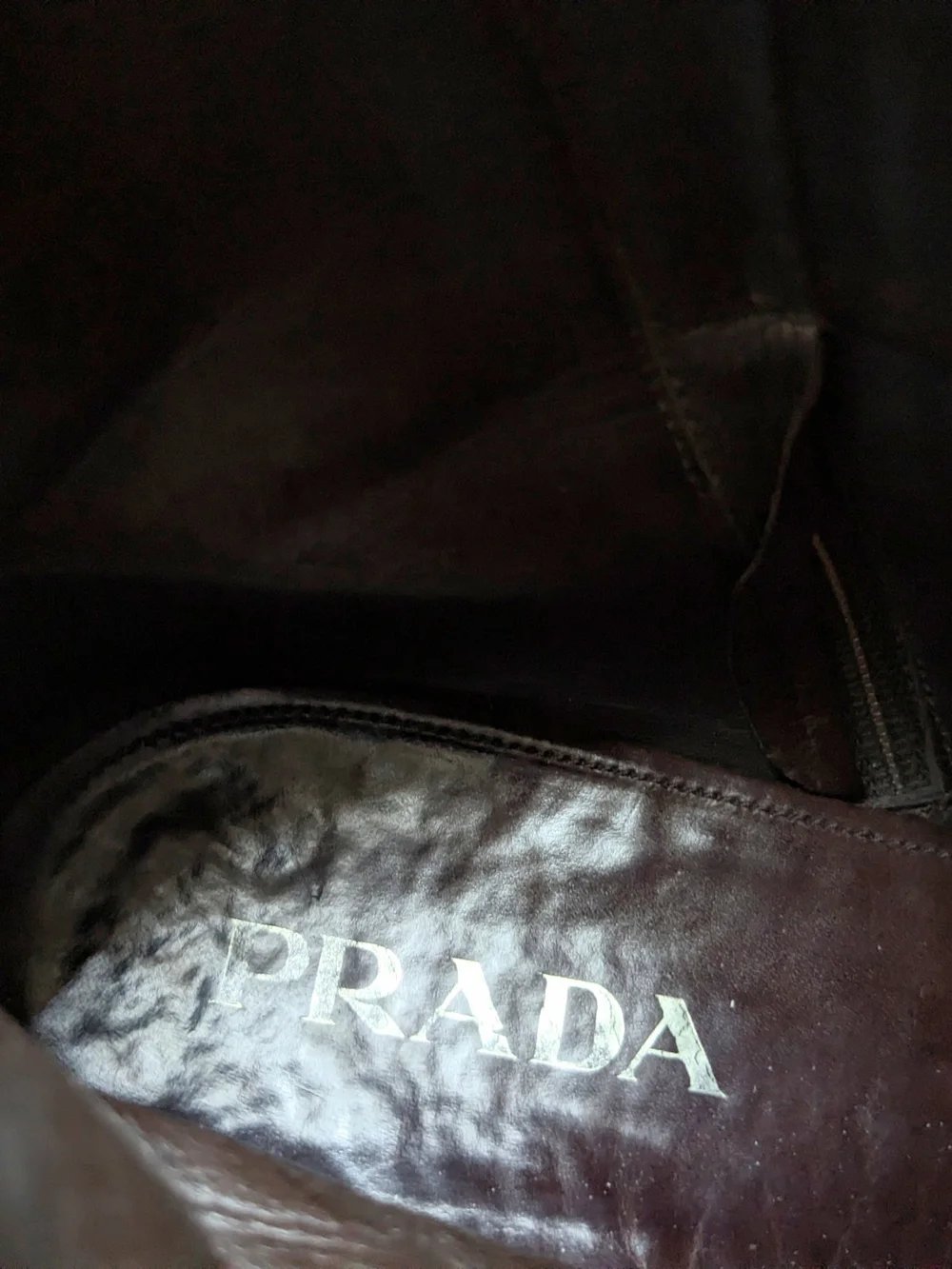 Prada Side Zip Boots Brown Leather Men US 9.5